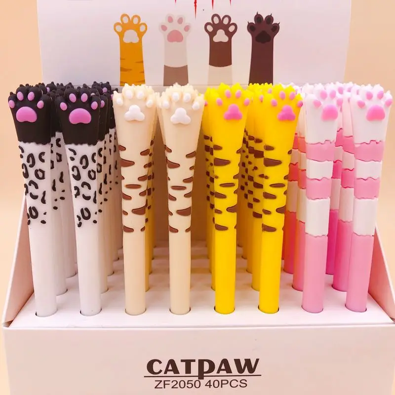 

20-40 Pieces Cute Kawaii Cat Claw Soft Silicone Gel Pen 0.5mm Black Ink School Office SignatureSuppliesStudent WritingStationery
