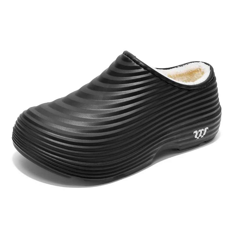 New Fashion Cotton Slippers Men Winter Warm Home Cotton Shoes Waterproof Garden Shoes Indoor Slip on Concise Shoes