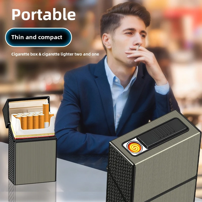 20 Thick Cigarette Case Tungsten Wire Igniter USB Charging Lighter Outdoor Waterproof and Moisture proof Electronic Lighters 4