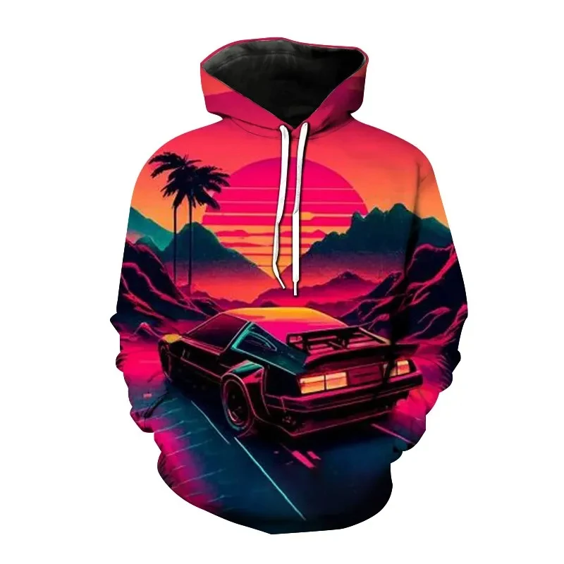 thumbnail image 1 of Sudadera con capucha con estampado 3D de coche deportivo para hombre, sudaderas con capucha informales holgadas de gran tamaño, ropa de calle para hombre, 1 of 5