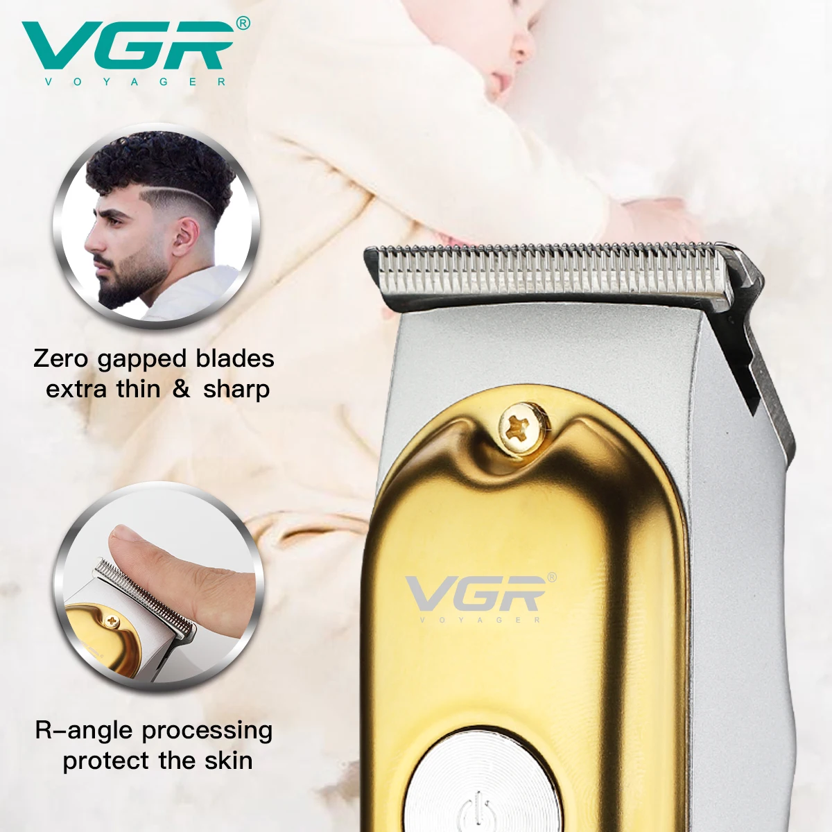 Hair Clipper Mini Hair Trimmer Professional Beard Trimmer Rechargeable Cordless Electric T-Blade Zero Cutting Machine V-290
