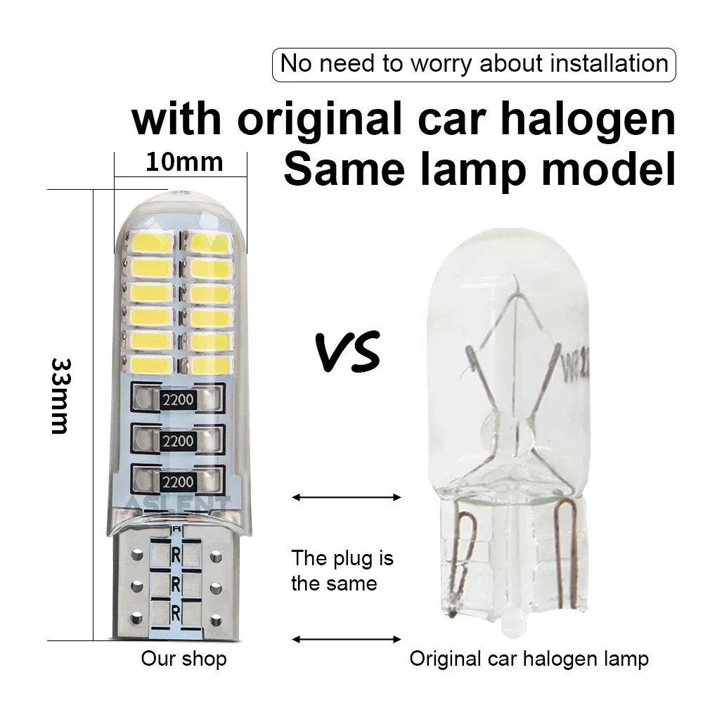 Ǹ 3014 LED W5W 192 168 Ŭ Ʈ  ̵ ,  ȣ , ڵ Ÿϸ 12V, T10, 24SMD, 10 
