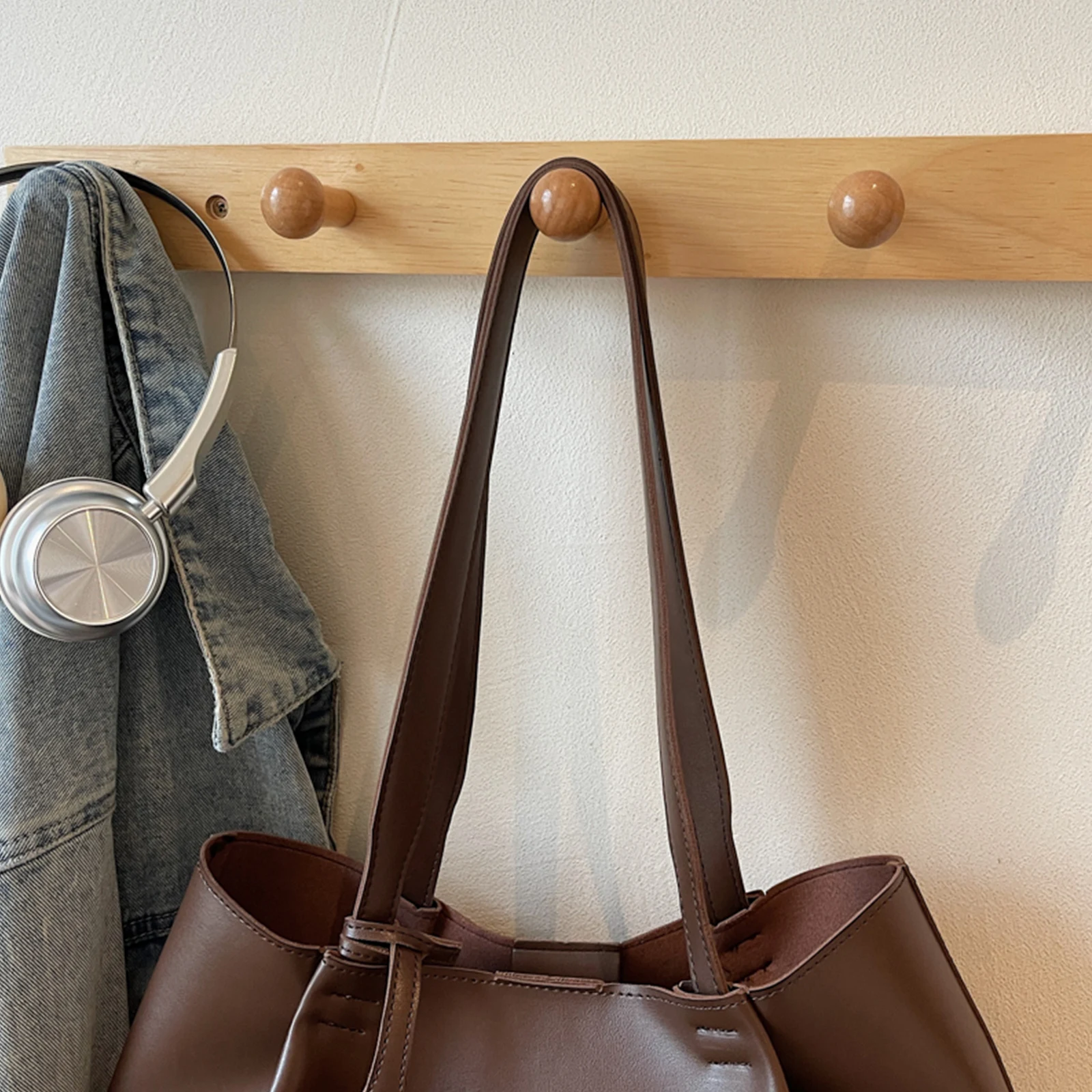 PU Leather Shoulder Bags Pleated Tote Bags Retro Commuter Bag for Women Work Shopping Travel Daily