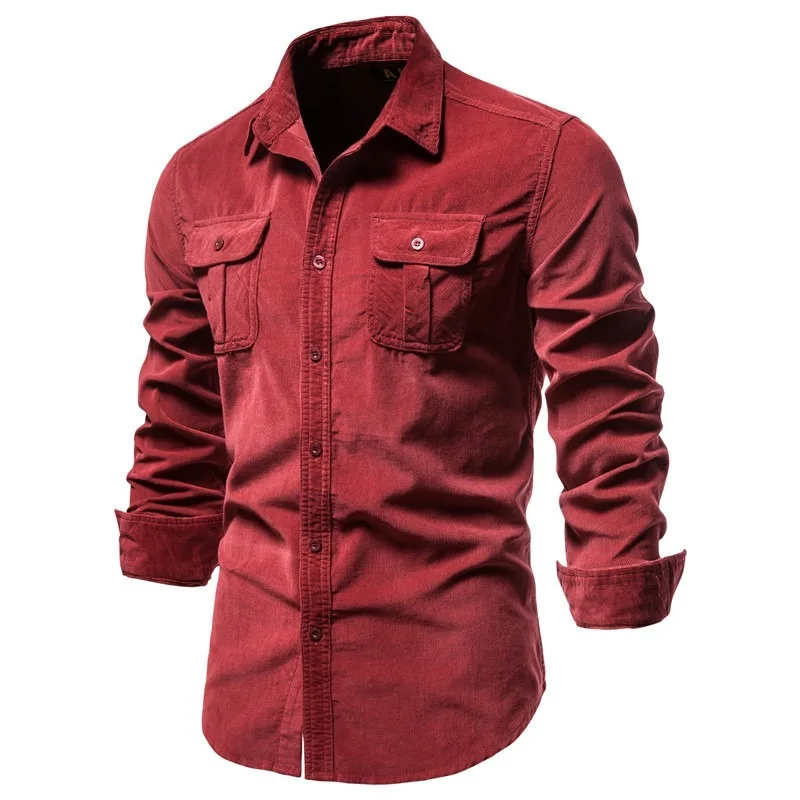 Cotton Shirt Men's Single Breasted 100% Cotton Autumn Slim