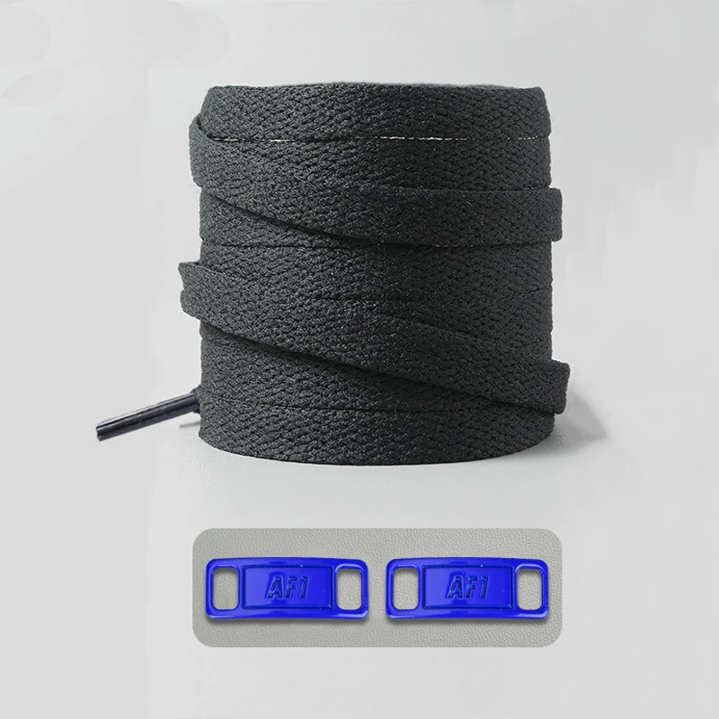 Timeless Black & White Flat Shoelaces with Metal Buckle Shoe Accessories