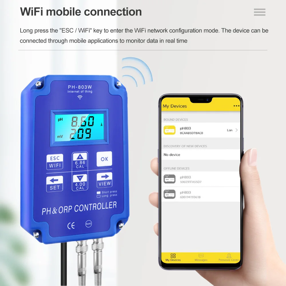Wholesale PH Meters PH 803W Wifi Monitoring Digital PH ORP
