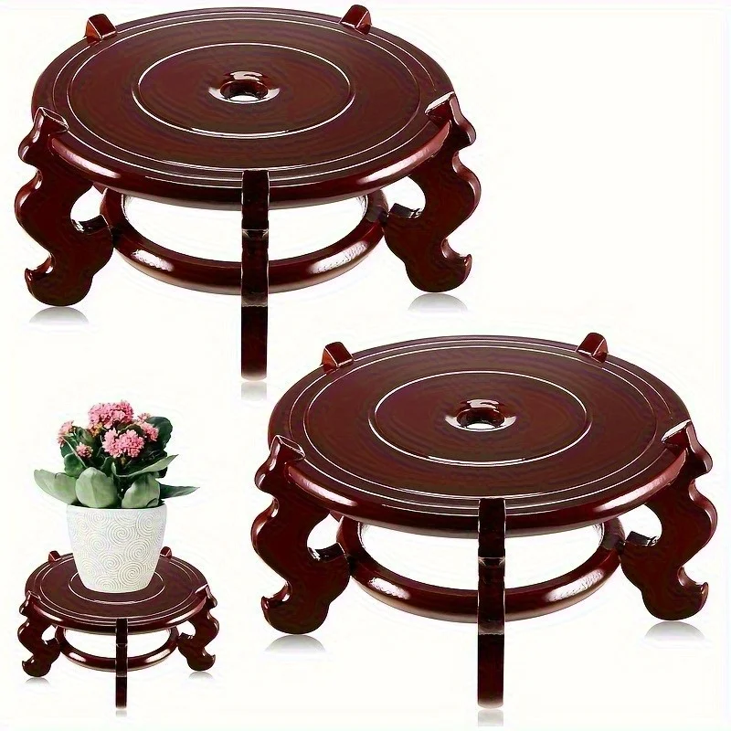 1pc Elegant Wooden Plant Stand with Ornate Base - Versatile Indoor/Outdoor Decorative Vase Holder, Ideal for Home and Garden Dis