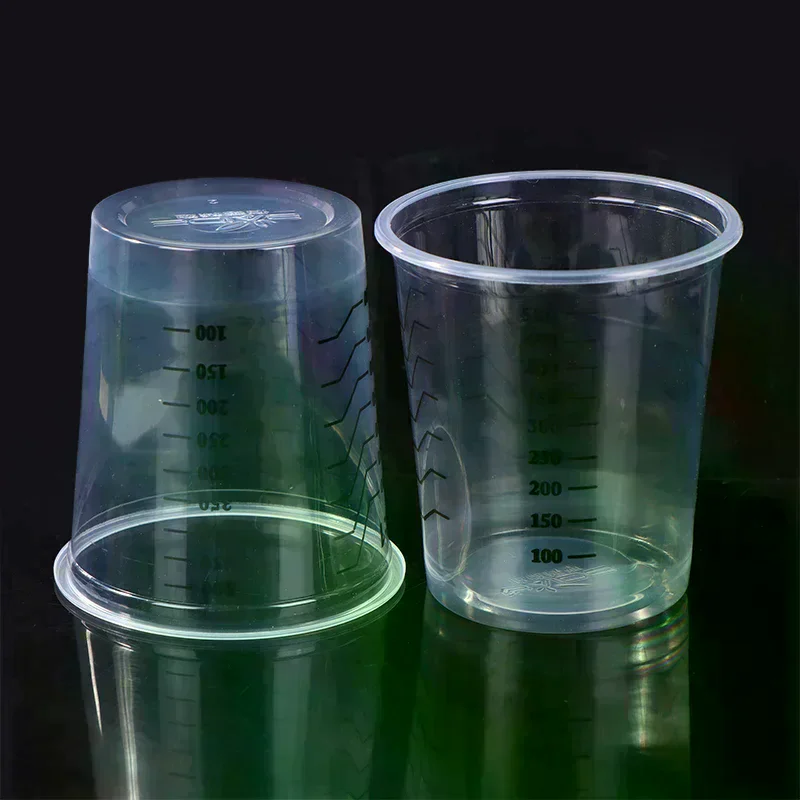 10Pcs 500ml 일회용 투명 플라스틱 페인트 혼합 컵 혼합 용기 페인트 혼합 교정 컵