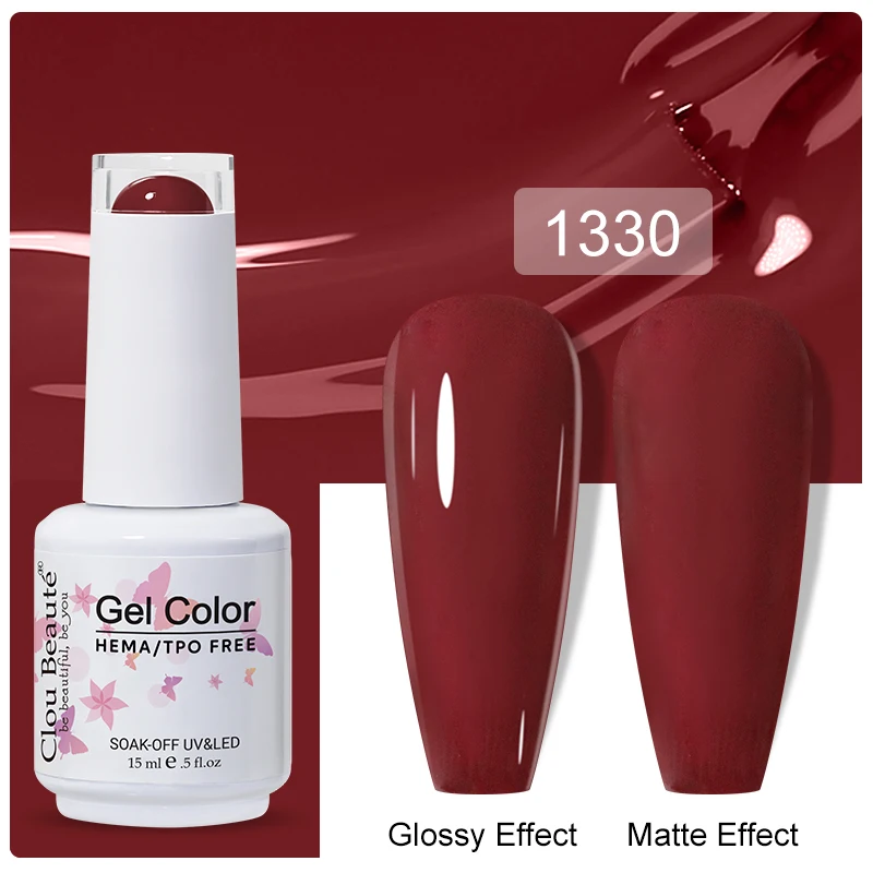 Clou Beaute 15ml Black Red Semi-Permanent Gel Nail Polish