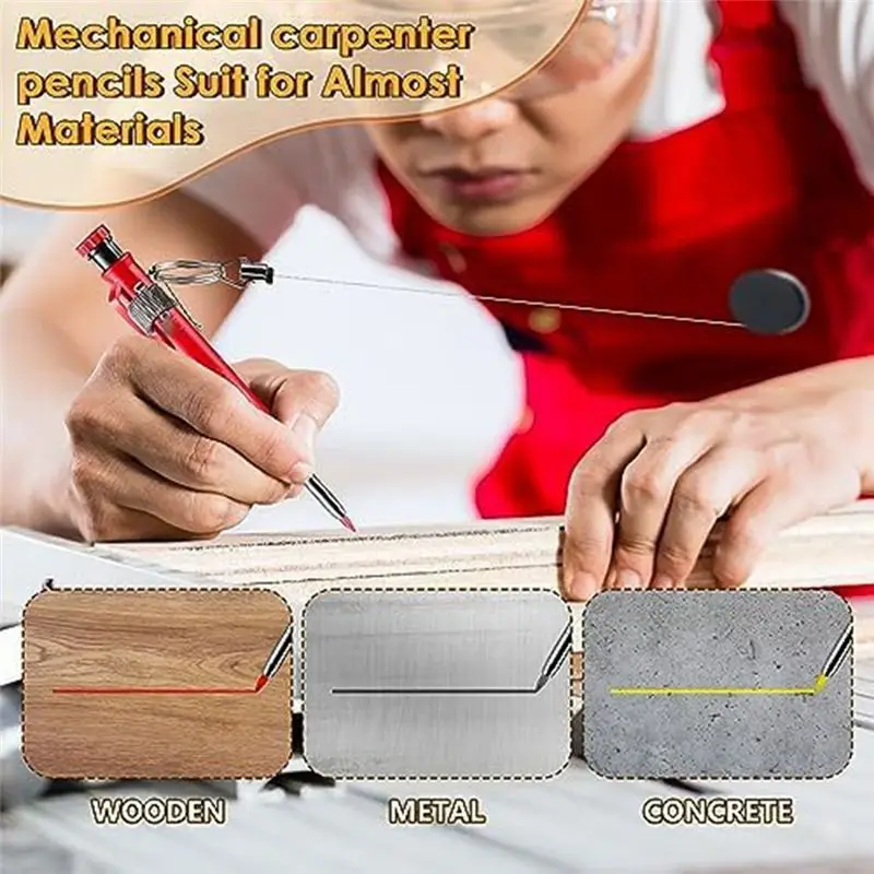 J1UL1N 1세트 딥홀 마킹 구조 연필 홀더 접이식 펜 홀더 금속, 목공용