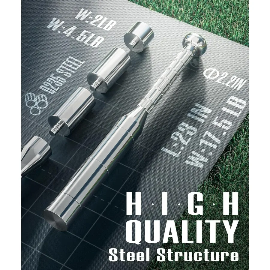 17.5lbs Adjustable Macebell Clubbell for Strength Training,Premium Steel Indian Club for Full Body, Muscles, Shoulder, Grips & F