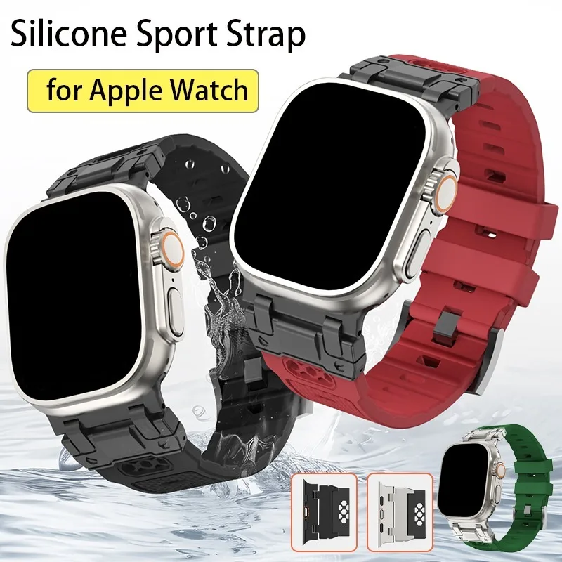 

Ремешок для часов iWatch Series 9 8 7 6 SE, мягкий силиконовый спортивный браслет для смарт-часов Apple Watch Ultra 2 1, резиновый браслет
