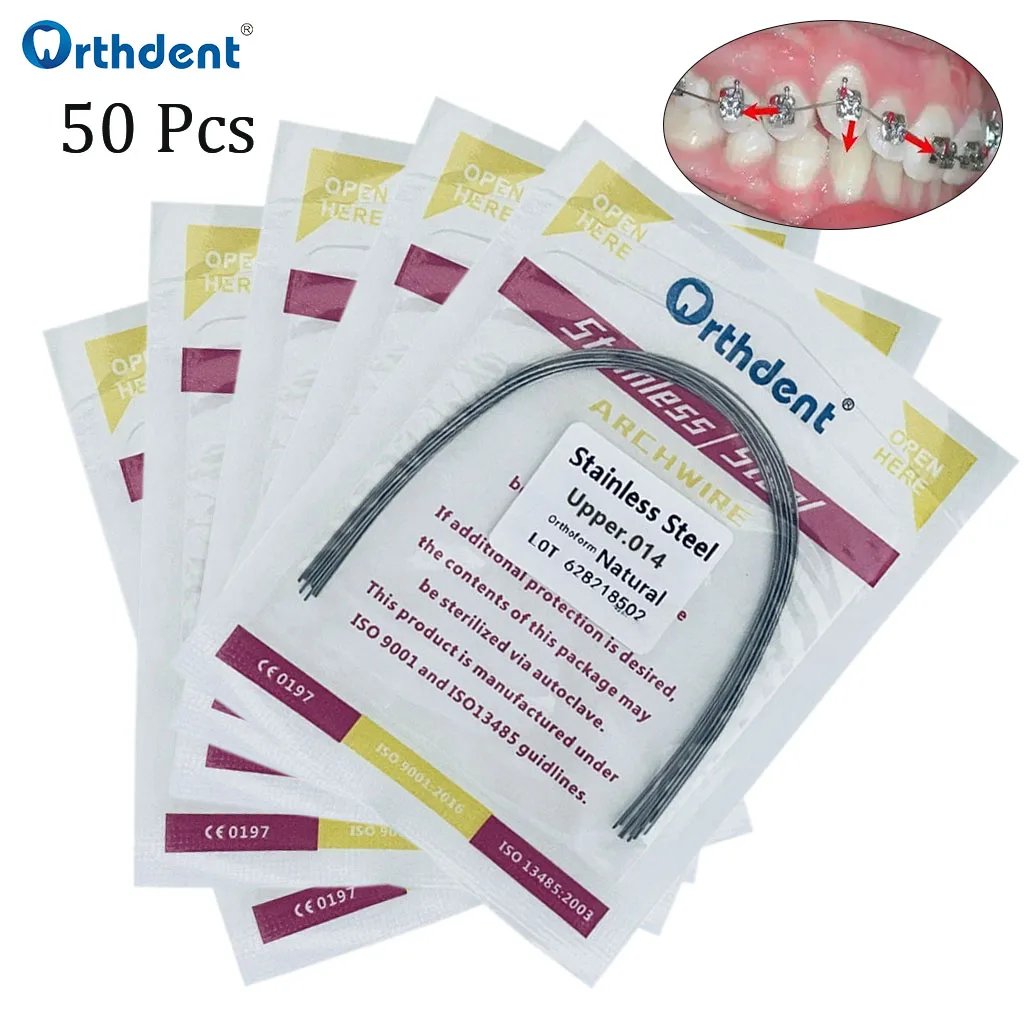 50 Pcs Dental Stainless Steel Archwire Super Elastic Orthodontic Arches