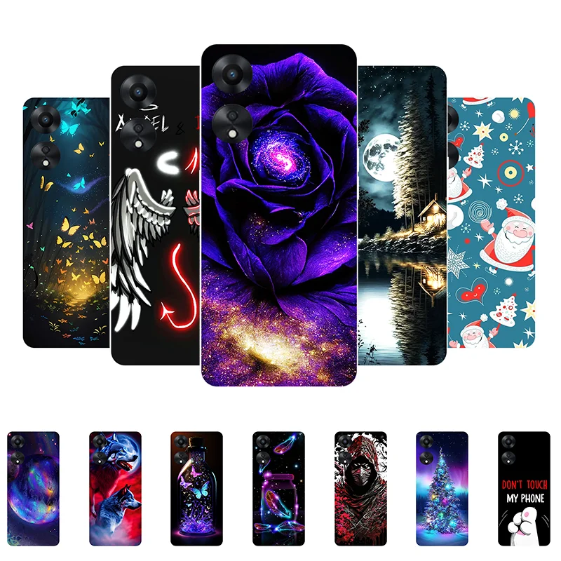 Per Oppo A78 5G Custodia In Silicone Soft Flower Wolf Custodia Paraurti Nera Per Oppo A78 5G Cph2483 A78 A 78 5G Cover Posteriore