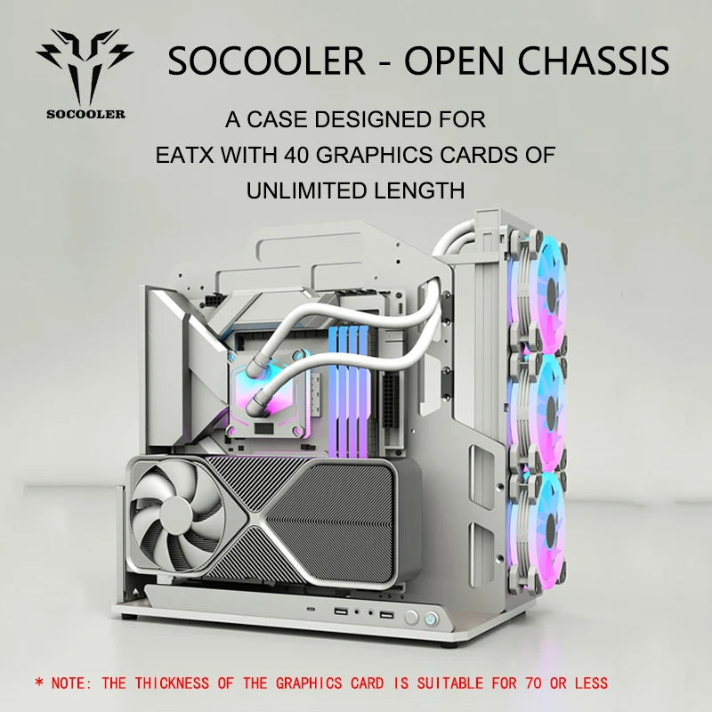 Socooler Computer Case EATX Diy Gaming Computer Pc Case Open Frame Gaming for ATX M-ATX Aviation Aluminum