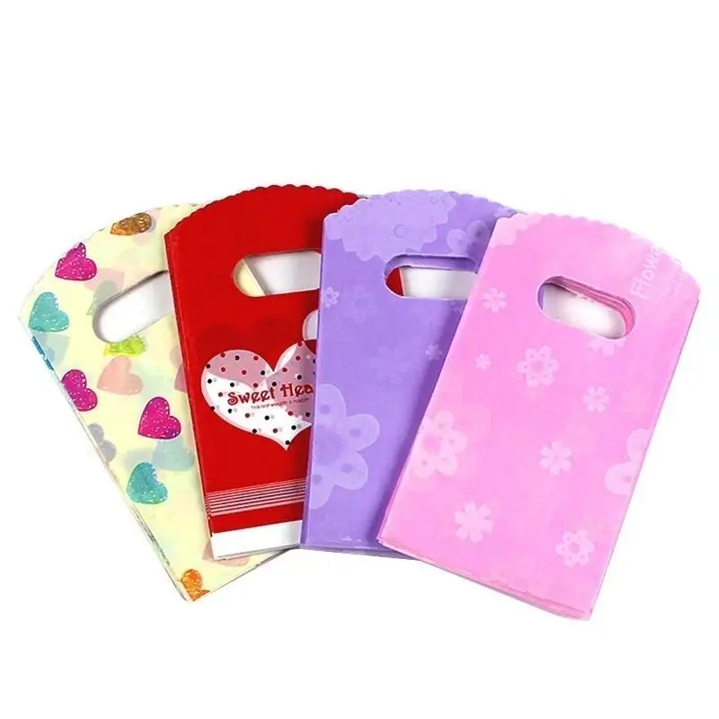 50 Pcs Pretty Mixed Pattern Plastic Gift Bag Shopping Bag Packaging Box Wedding Gift Box for Guests