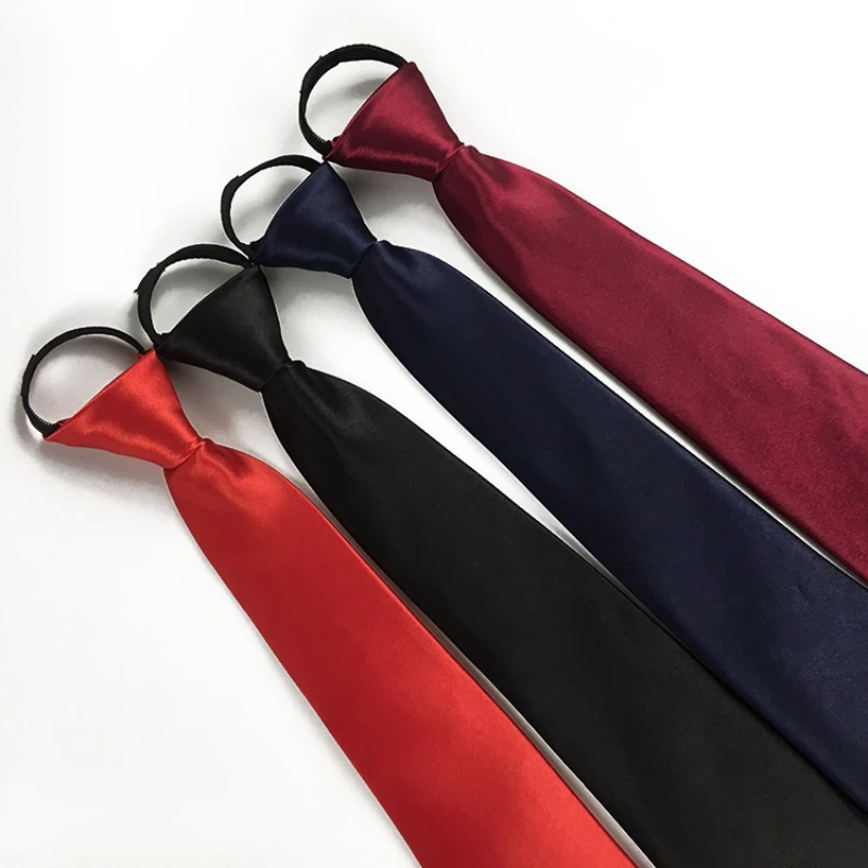 

8cm Men Ziipper Tie Simple Fashion Solid Satin Business Suit Shirt Ties for Men Wedding Banquet Formal Tie Apparel Accessories