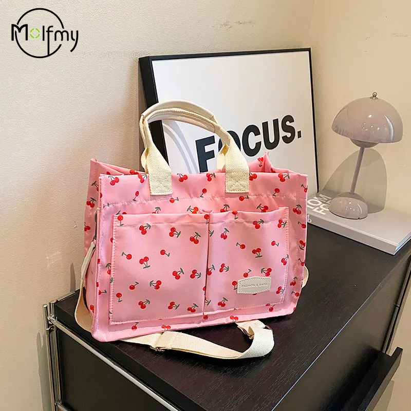 Women Tote Bags Adjustable Strap Clutch Cherry Pattern Handbags