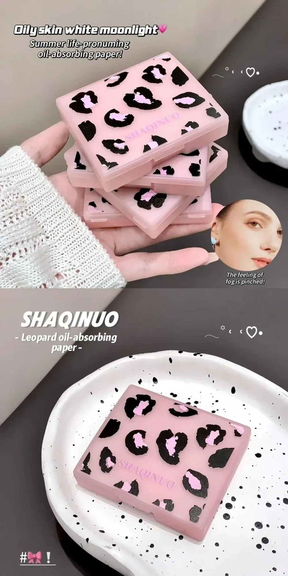 Facial Oil Blotting Paper Sheets With Mirror And Storage Box_voghion.com
