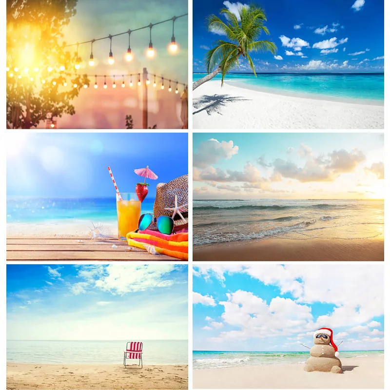 

ZHISUXI Summer Tropical Sea Beach Palms Tree Photography Background Scenic Photo Backdrops Photocall Photo Studio 22324 HT-07