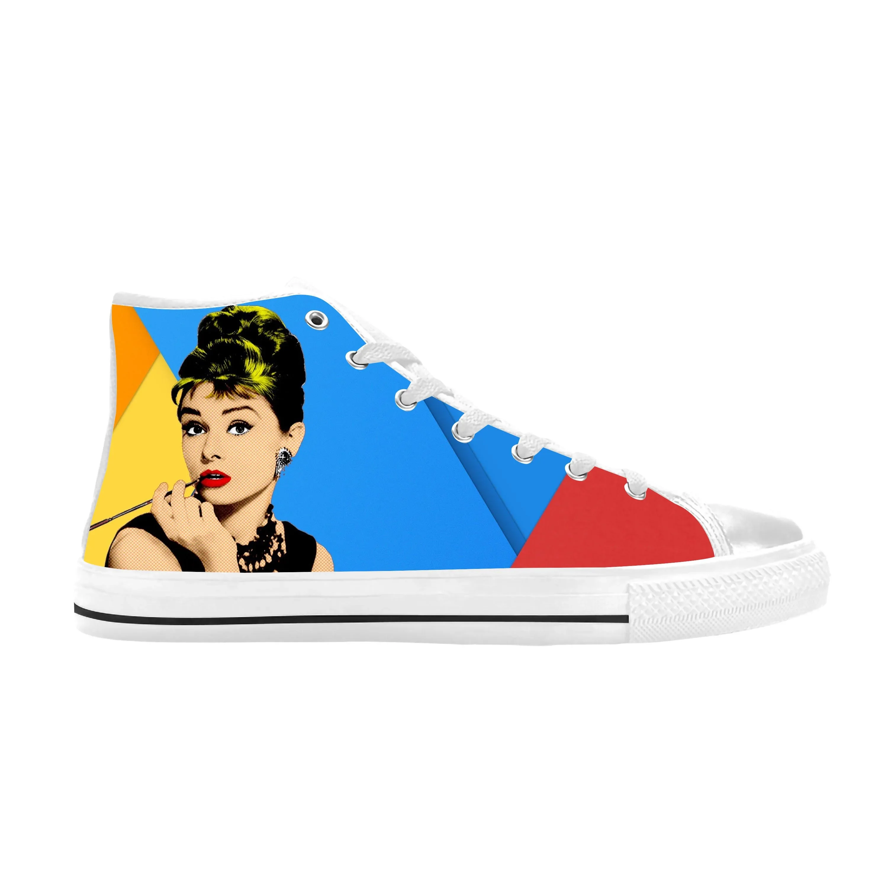 Hot Audrey Hepburn Movie Star Actor Cute Fashion Casual Cloth Shoes High Top Comfortable Breathable 3D Print Men Women Sneakers
