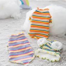 

Two Feet Apparel Small Dog Clothes Cat Pet Clothes Knitted Bottoming Shirt Fleece-Lined Thickened Autumn and Winter Dog