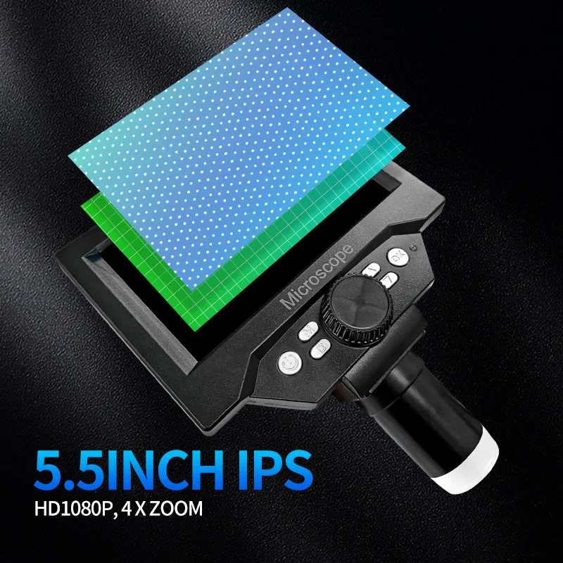 5.5" LCD Digital Microscope 1000X USB Digital Microscope with Adjustable LED for Error Coins PCB Compatible with MacOS Windows digital microscope