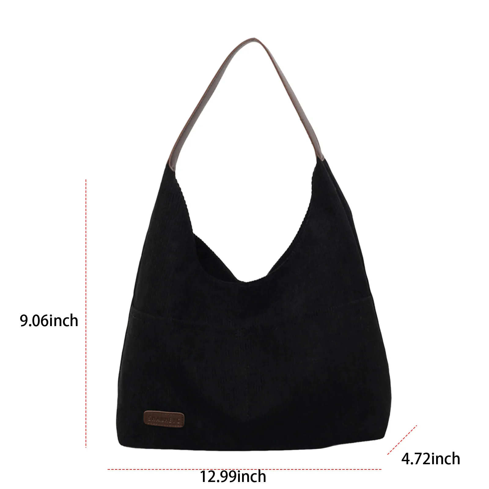 Corduroy Canvas Shoulder Bag Large Capacity Simple Crossbody Bag Casual Tote Bag School Travel Shopping Backpack