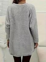 Plus-size European and American cross-border  autumn and winter new casual print pocket plush sweatshirt - Image 6