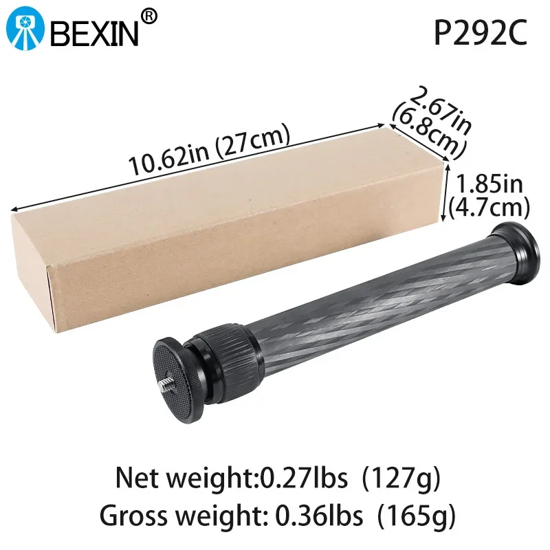 Camera Tripod Universal 1/4 and 3/8 Interface Carbon Fiber Central Axis Extension Selfie Stick Camera Tripod Extension Pole Telescopic Pole