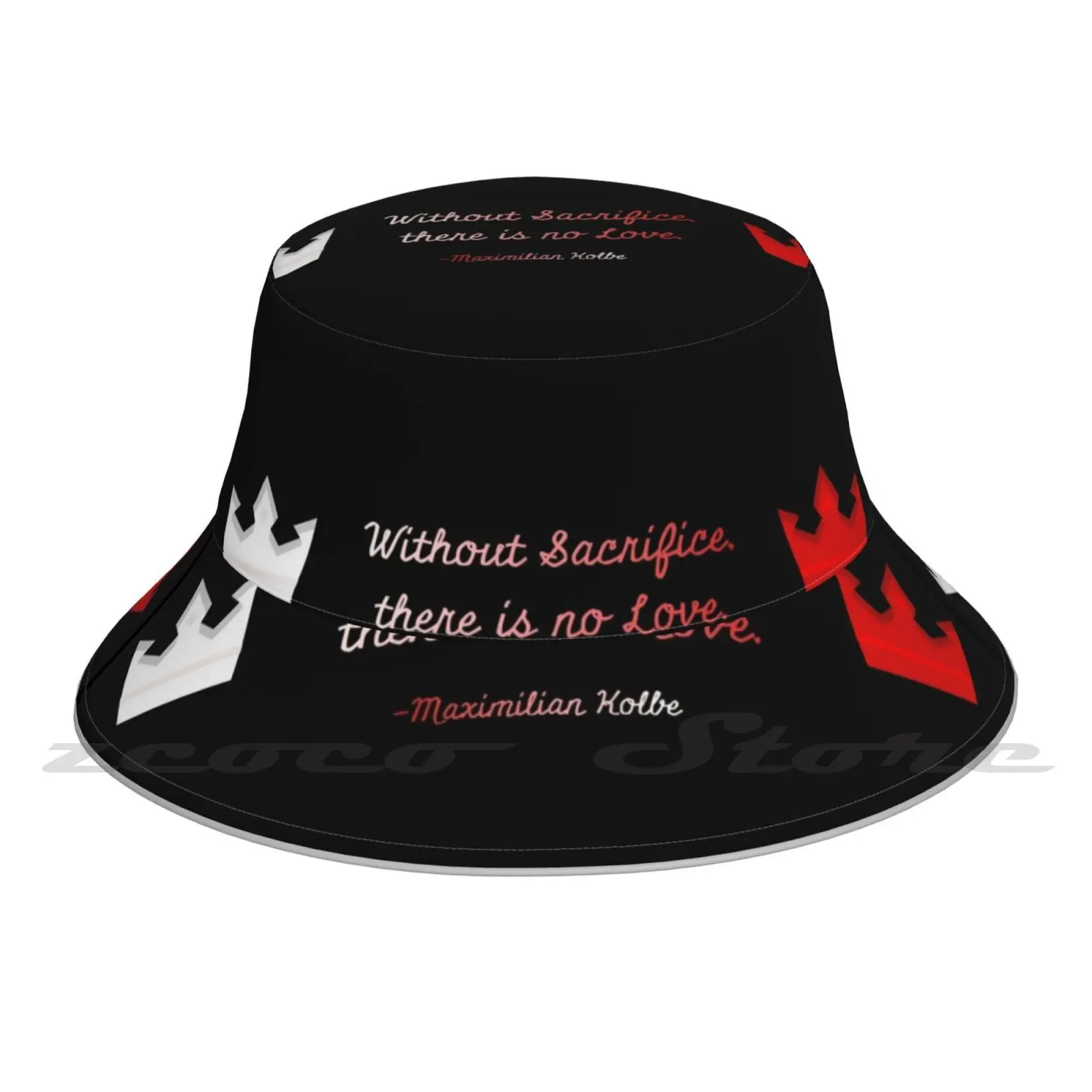 

Without Sacrifice There Is No Love-Kolbe Cap Diy Light Foldable Sunshade Fashion Fisherman Hat Sacrifice Love Catholic St Saint