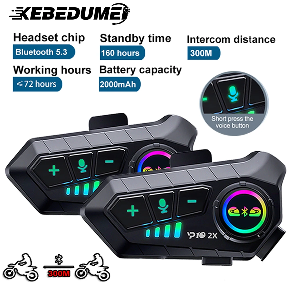 

1/2Pcs Bluetooth Motorcycle Helmet Intercom Headset Waterproof Noise Reduction 2 Rider Communication Music Sharing Interphone