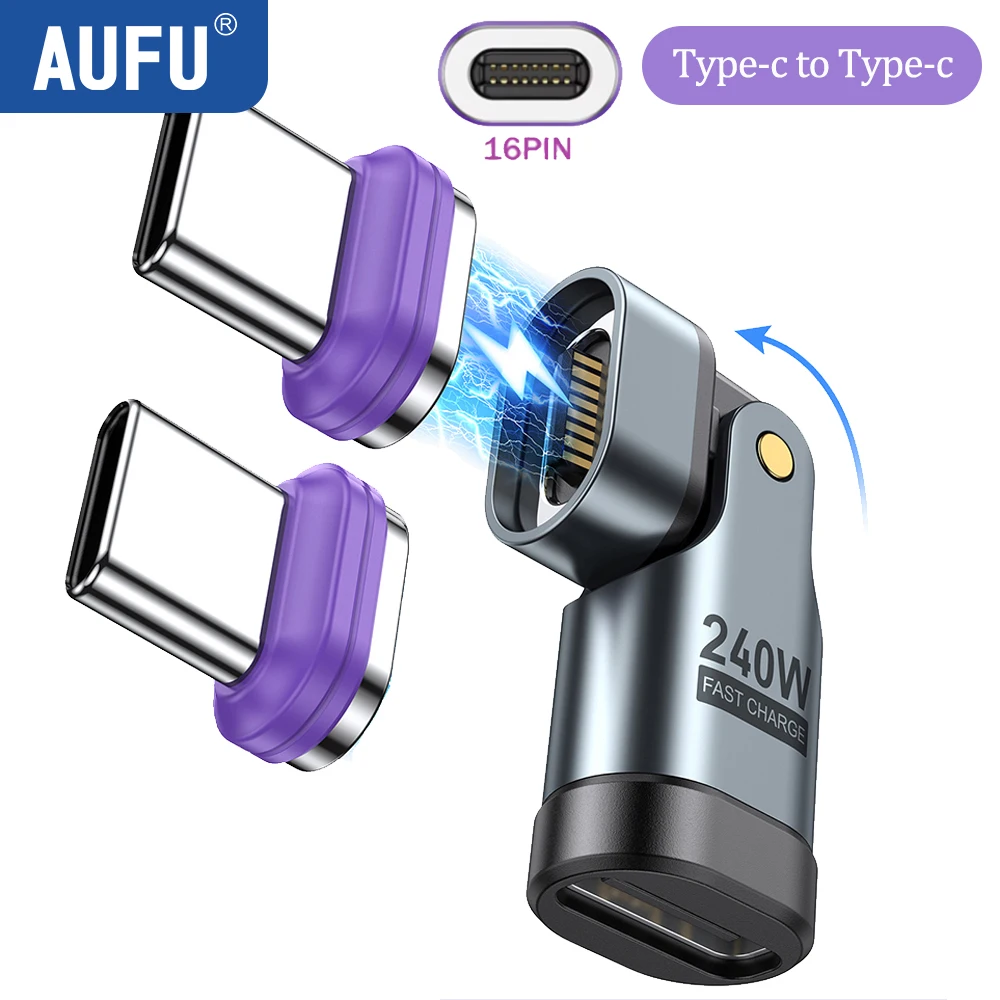 AUFU 240 واط المغناطيسي نوع C إلى محول البرق 16Pin...