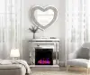 SHYFOY 31.5'' Electric Fireplace with Crushed Diamond Silver Mirror Frame 6