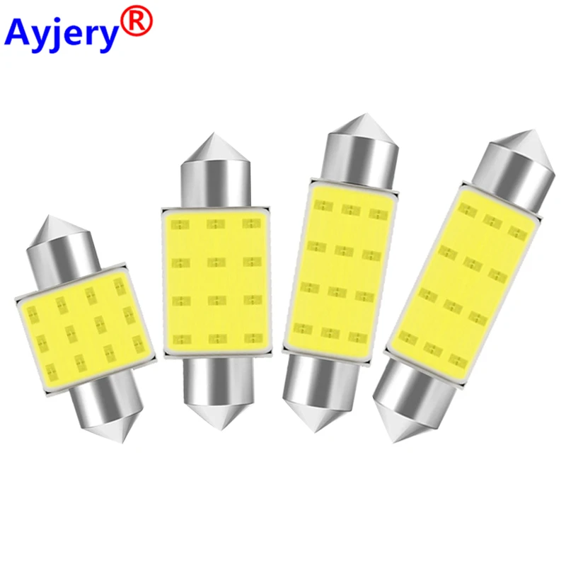 

AYJERY 10 Pcs DC 12V C5W Led Light Bulb COB 12 SMD White Interior Dome Light 31mm 36mm 39mm 41mm Festoon Led Car Bulbs