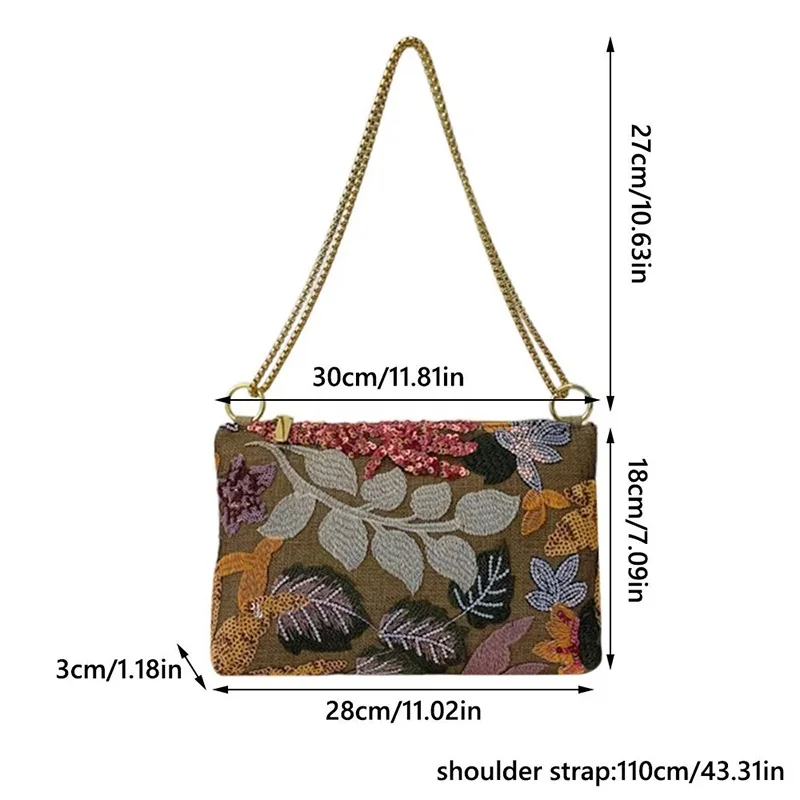 Ethnische Stil Designer Neue Pailletten Damen Clutch Tasche Abendtasche Gestickte Umhängetasche Messenger Bag Sommer Kette Umschlag Tasche – Detail 1