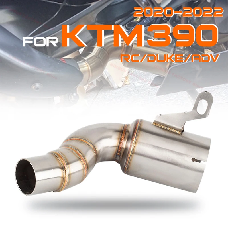 for KTM RC 250 390 2020 2021 2022 ADV Exhaust De-Cat Middle Link Pipe Escape Muffler Cut-cat Connect Tube 45mm Down Pipe Elbow