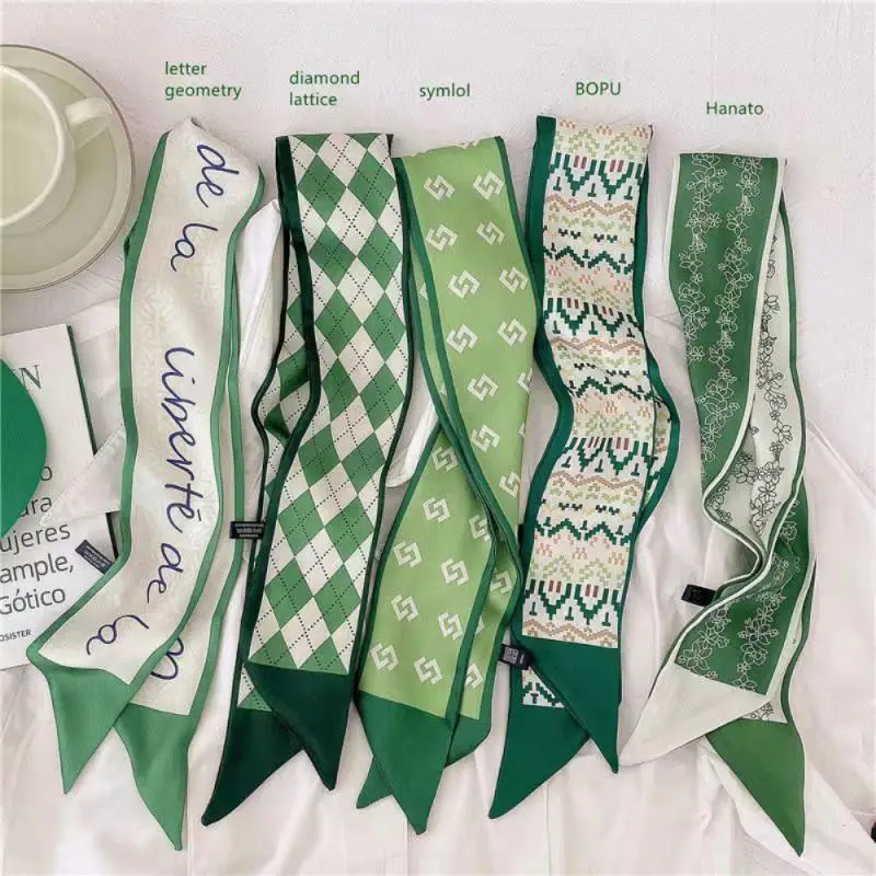 Green Small Scarf Lightweight About 88cm Long Stylish Hair Scarf For Women Women Trendy Accessory Popular Spring/summer Thin 4