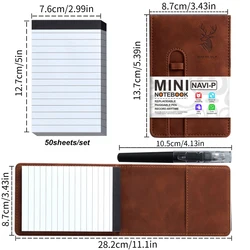 Leather Cover Pocket - Sized Planner with Pen for Business and School Stationery (Brown Notepad Set)