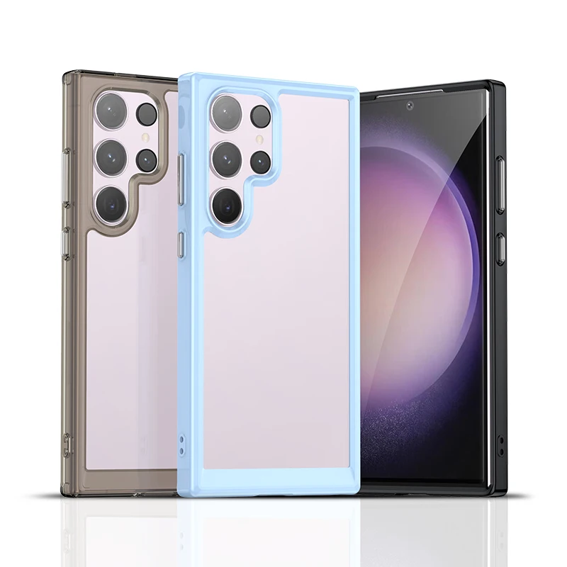 

For Samsung Galaxy S24 Ultra Case Clear PC Back+Soft TPU Bumper Camera Lens Protection Transparent Cover For Galaxy S24 Plus