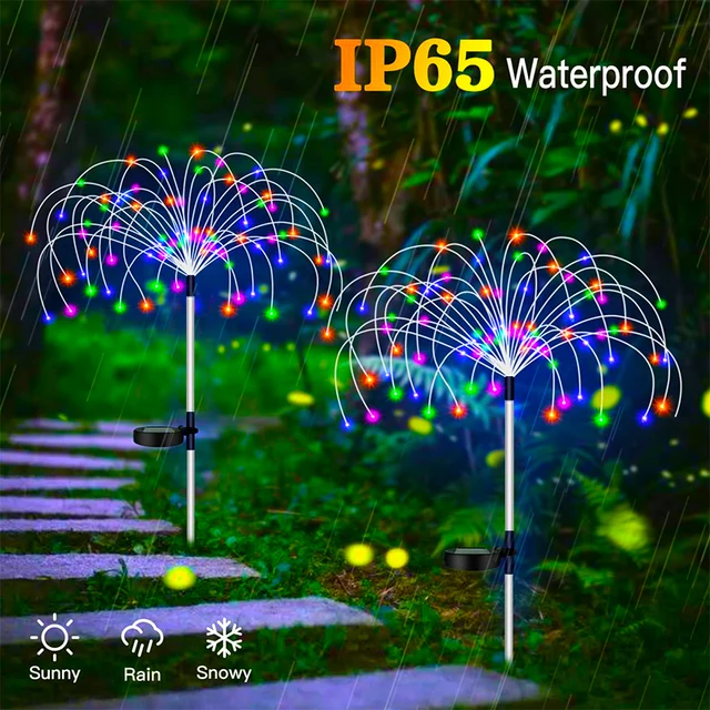 Luces LED solares de fuegos artificiales para exteriores, lámpara impermeable para decoración de jardín, camino de césped - Imagen 4