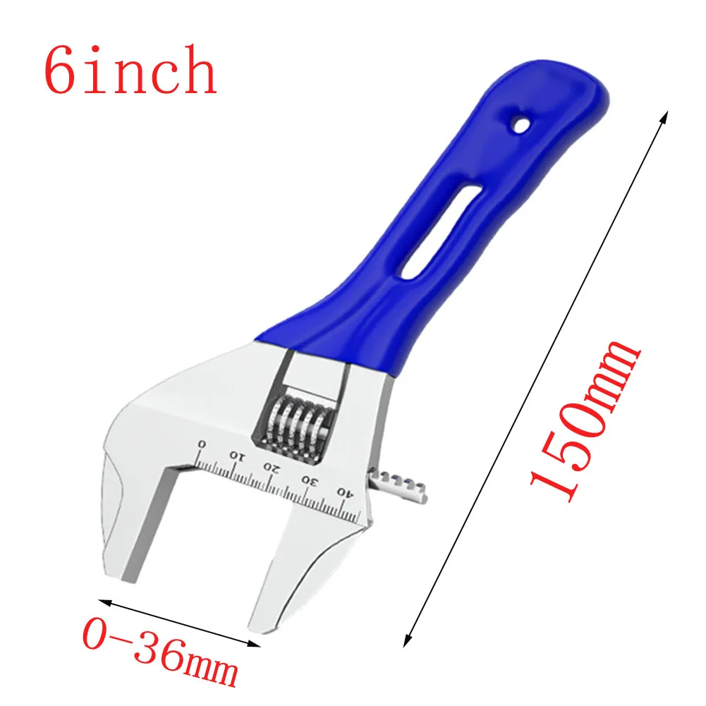 

6/8inch Adjustable Wrench Wide Jaw With Cushion Grip For Bathroom Board Pipe Large Open Adjustable Wrenches Hand Tools
