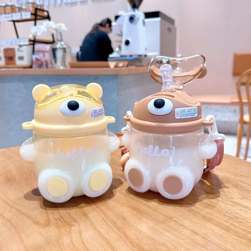 Kawaii 1L Bear Water Bottle  Cute Cup with Straw - Hello South Korea