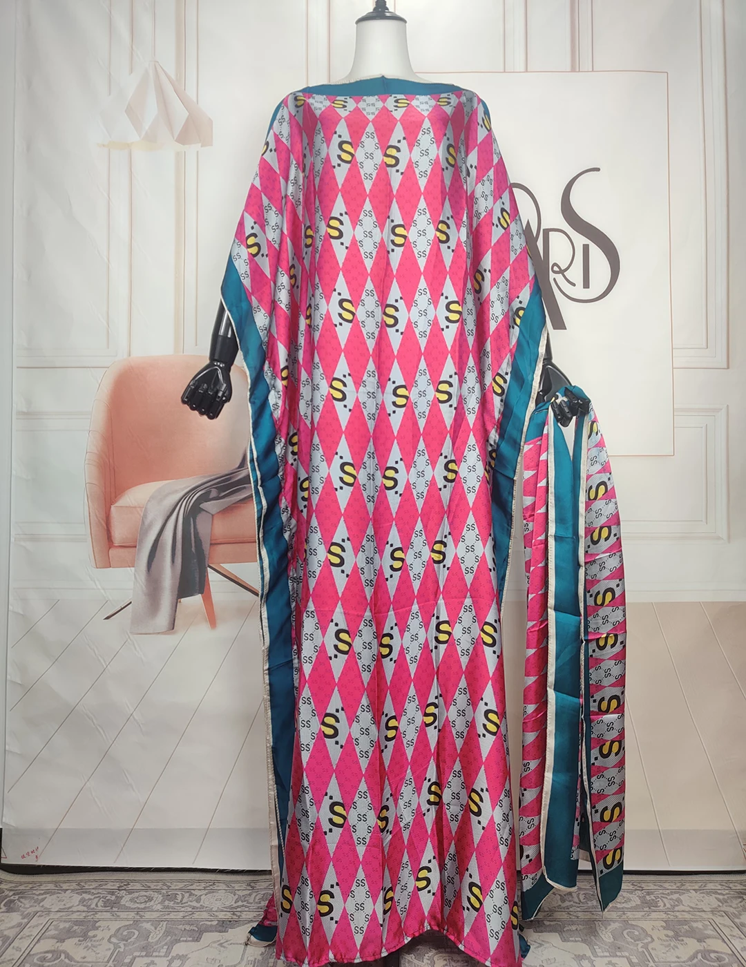 2023 New Style Fashion Printed African Designer Muslim Lady Loose Hijab Kaftan Maxi Dress Traditional Dubai Prayer Long Abaya