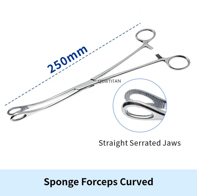 Sponge Forceps Straight/Curved Serrated Jaws Stainless Steel Veterinary Surgical Instruments