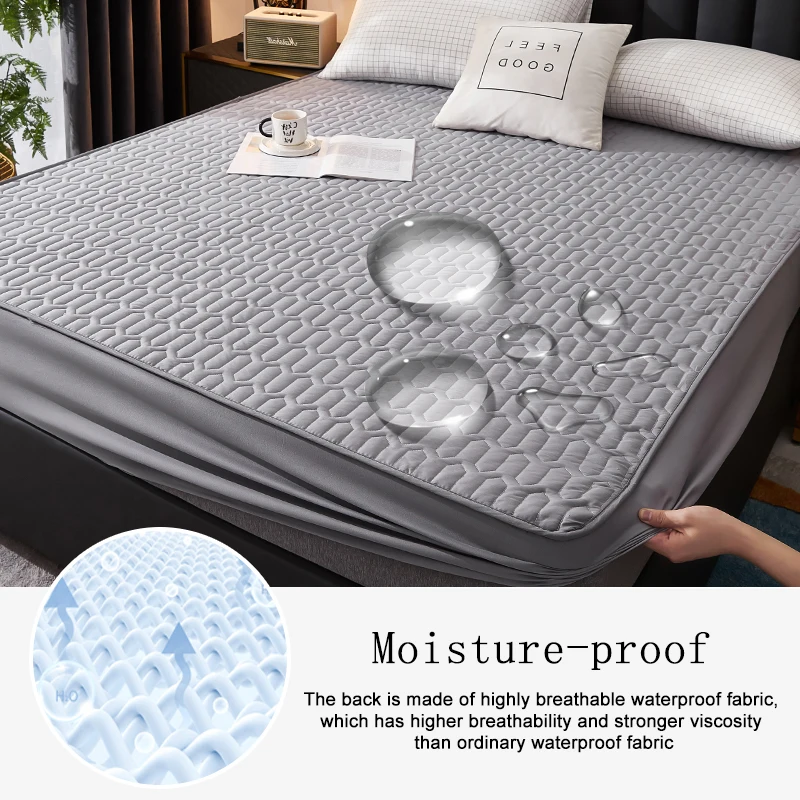 

Waterproof Thick Mattress Pad Protector, Adjustable Fitted Sheets, Bed Covers, Anti-bacterial, 150x200, 180x200