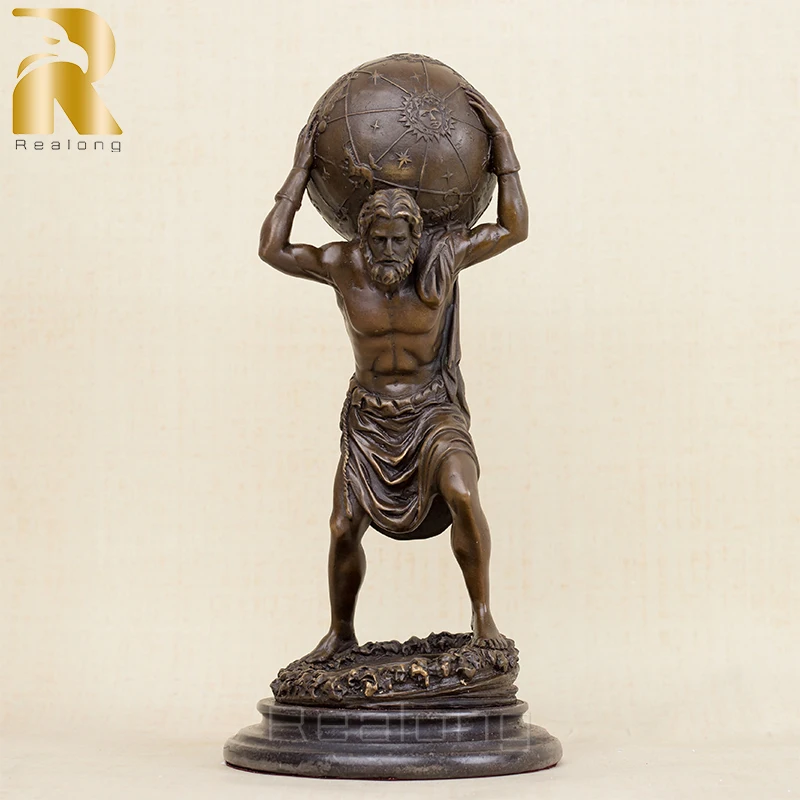 

Бронзовый Атлас 32 см, переносной глобус, статуя греческого мифа, Бог, атлас, переносящая мир, бронзовая скульптура для дома, интерьерные декоративные поделки