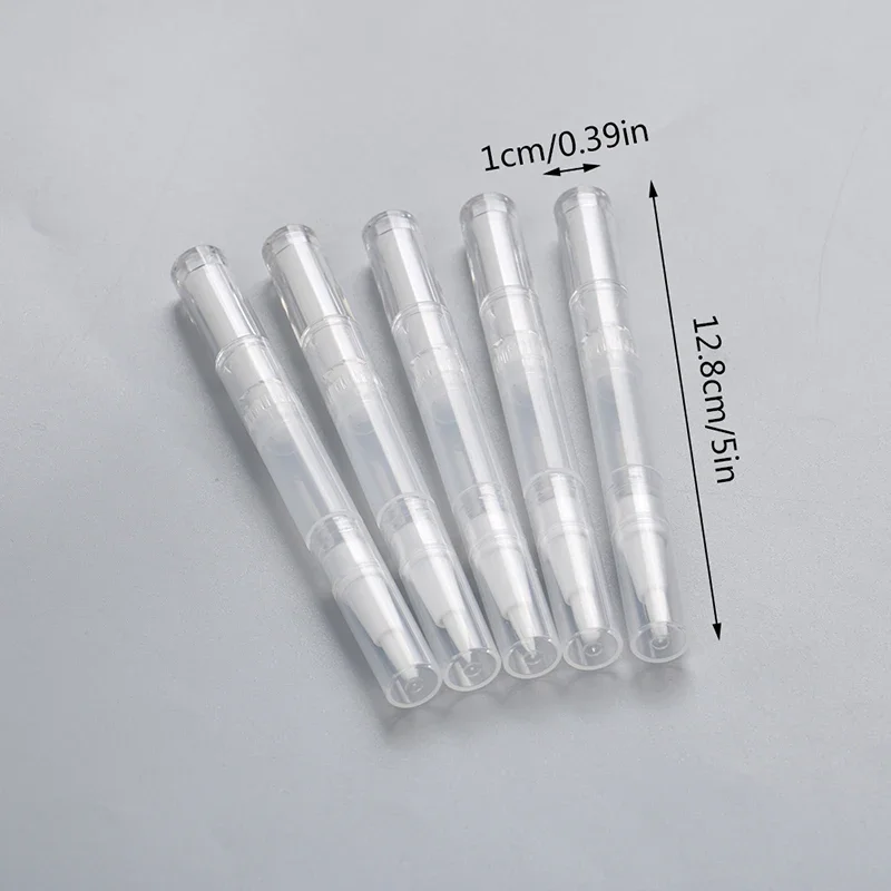 Transparent Cosmetic Nail Oil Pen With Brush  5Pcs 3ml Transparent Twist Nail Twist Pens Empty Container Pen Lip Gloss Tubes