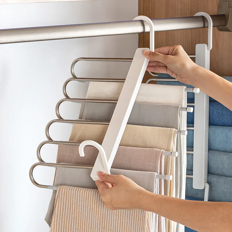 clothes hanger 1PC 6Layer Plastic Metal Muti-function Hanger Rack Hanging Pants Coat Suit