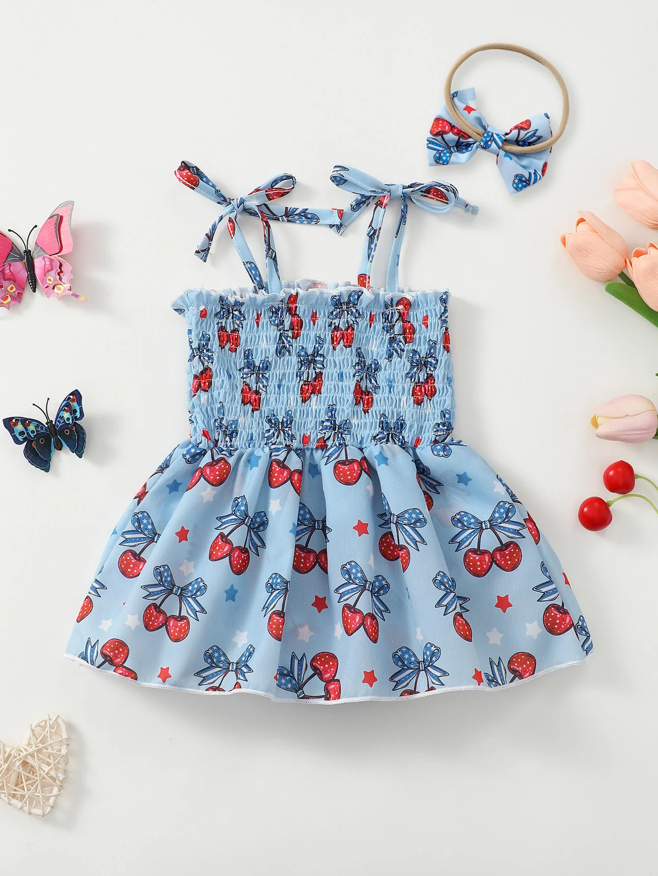 Baby Girl Summer Cherry Print Romper 2